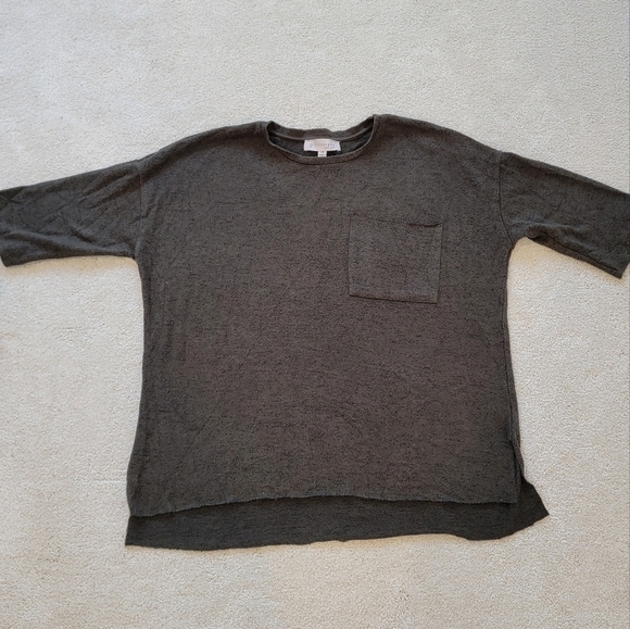 Anthropologie Philosophy Inside Out Oversized 1/2 Sleeve Pocket Moss Sweater - Picture 3 of 10